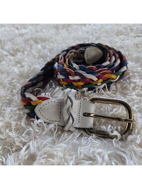 Vintage Argentina Capezio Multicolor Braided Leather Belt XXL